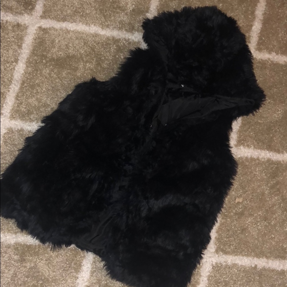 Black Faux Fur Vest